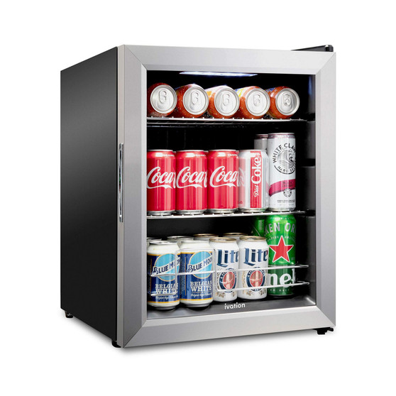62 Can Small Refrigerator & Beverage Cooler, Stainless Steel
