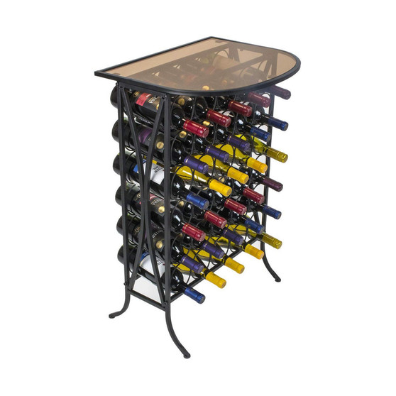 Wine Stand 30 Bottle with Glass Top
