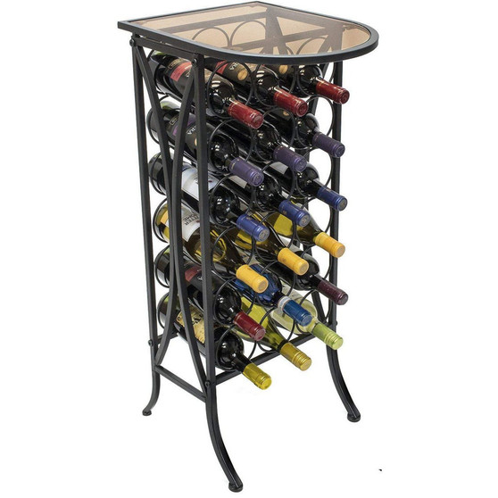 Wine Rack Stand Glass Table Top