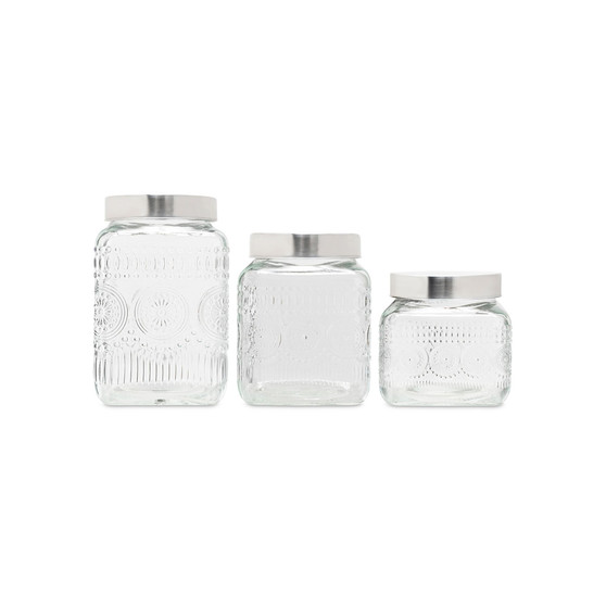 Retro Design Glass Canister Set, 3 Piece