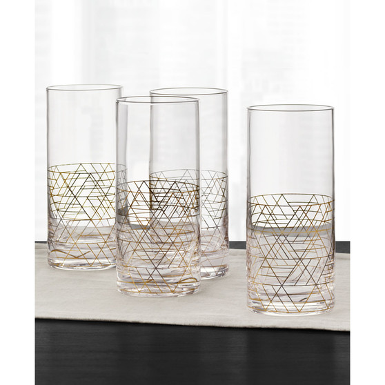 Gold Decal Highball Glasses, Set of 4, Created for Macy's