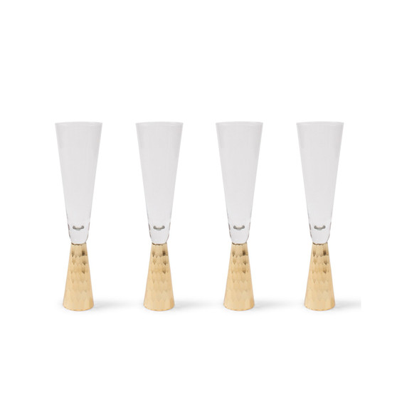Glass Hammered Champagne Flute, 4 Piece Set