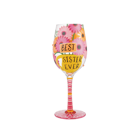 Lolita Best Sister Ever Wine Glass, 15 oz