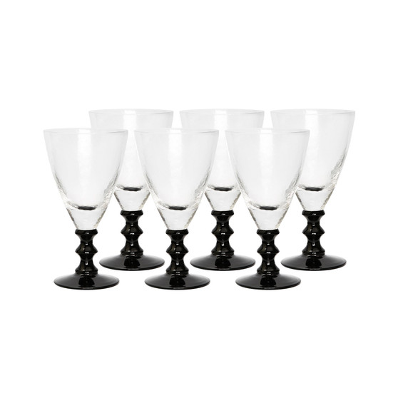 Black Stemmed Water Glasses, Set of 6