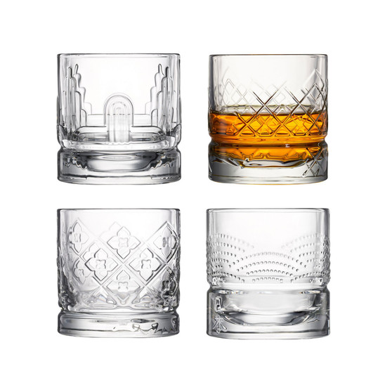 Assorted 10 Ounce Whisky Tumblers, Set of 4