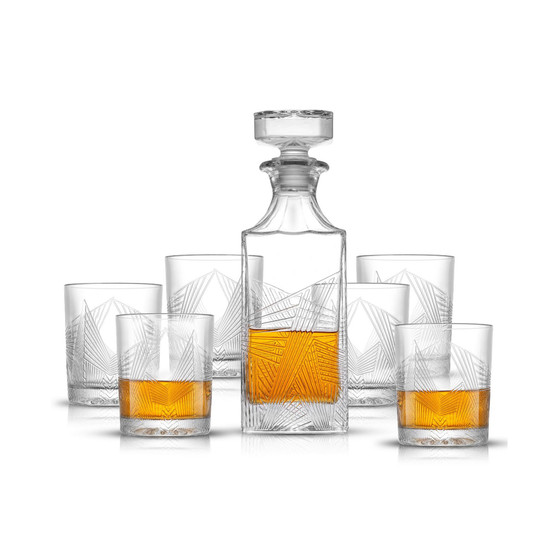 Gatsby Art Deco Whiskey Decanter and Glasses Set, 7 Pieces