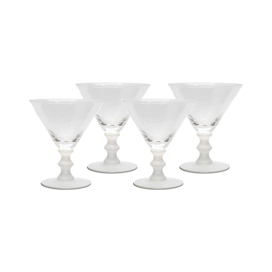 White Stemmed Martini Glasses, Set of 4