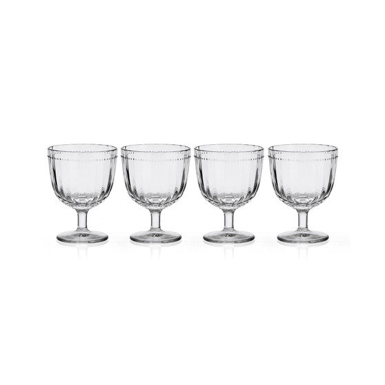 Beaded 14-oz Wine Goblets 4-Piece Set
