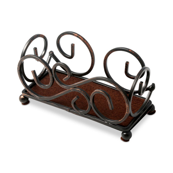 Bronze-Tone Scroll Upright Coaster Holder