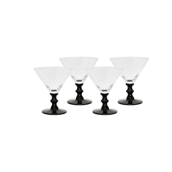 Black Stemmed Martini Glasses, Set of 4