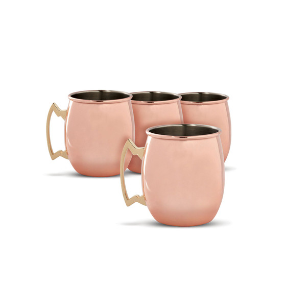 Smooth Copper Moscow Mule Mugs, Set of 4