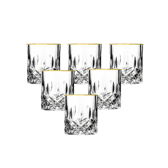Siena Collection 4 Piece Shot Glass with Gold Trim Set
