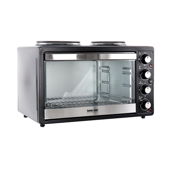 Central XL Toaster Oven and Broiler with Dual Solid Element Burners in Black