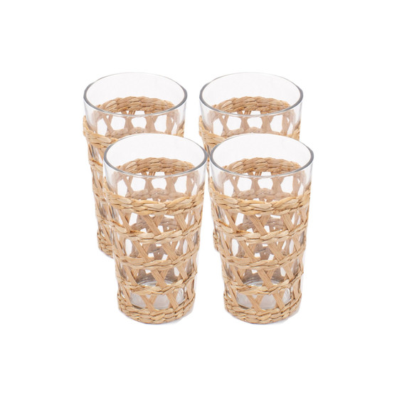 Glass Rattan Tumbler, 4 Piece Set
