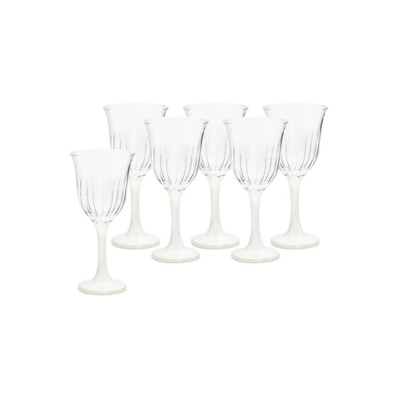 White Footed Water Glasses, Set of 6