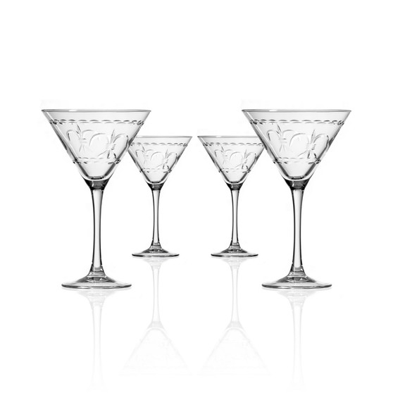 Fleur De Lis Martini 10Oz - Set Of 4 Glasses