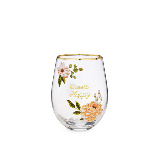Choose Happy Stemless Wine Glass