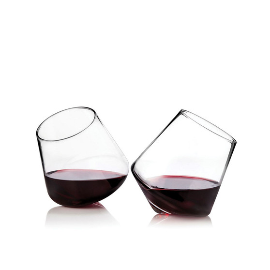 Rolling Crystal Wine Glasses, Set of 2, 12 Oz
