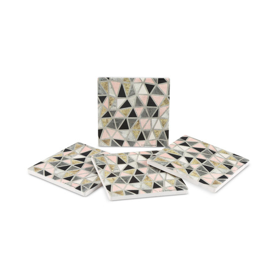 Thirstysone Marbled Geo Blush 4-Pc. Coaster Set