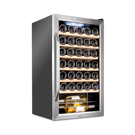 Freestanding Wine Refrigerator, 34 Bottle Wine Cooler