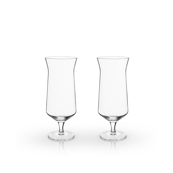 Raye Angled Hurricane Crystal Glasses, Set of 2, 14 Oz