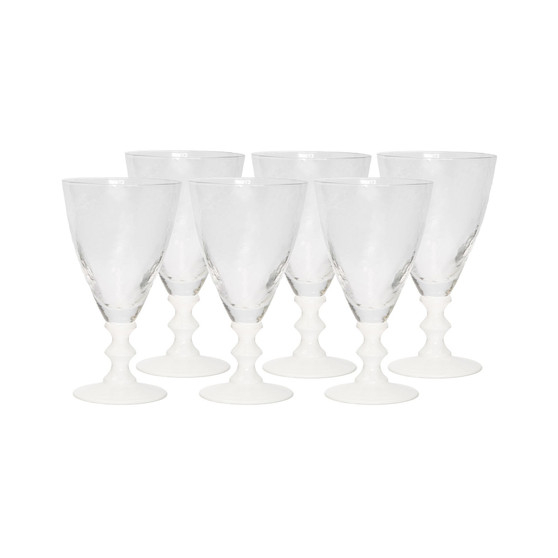 White Stemmed Wine Glasses, Set of 6