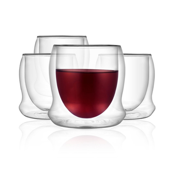 Cosmos Double Wall Stemless Wine Glasses, Set of 4