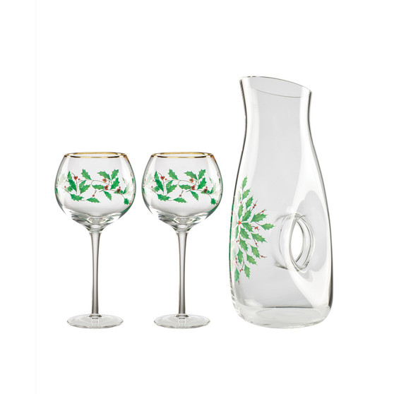 Holiday 3-Piece Decanter and Wine Glasses Set