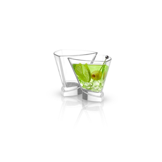 Aqua Vitae Off Base Triangle Martini Glasses, Set of 2