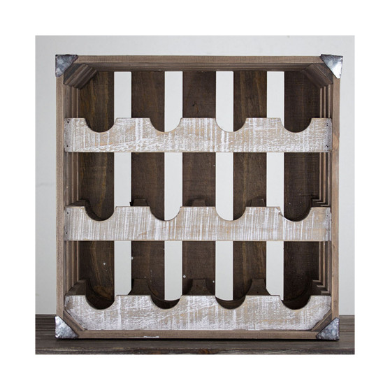 American Art Decor Rustic Wood 12 Bottle Wine Rack