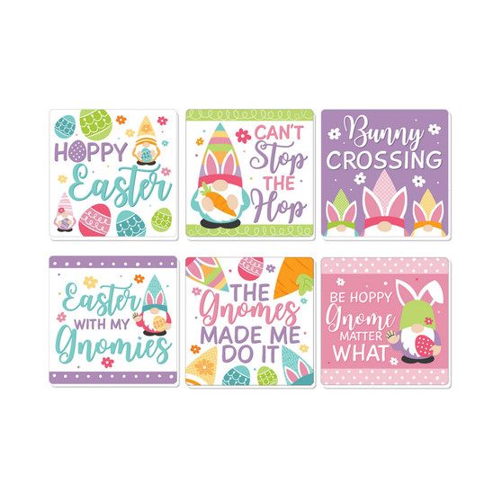 Easter Gnomes - Funny Spring Bunny Party Decorations - Drink Coasters - Set of 6