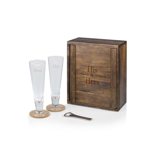 His Hers Pilsner Beer Glass Gift Set