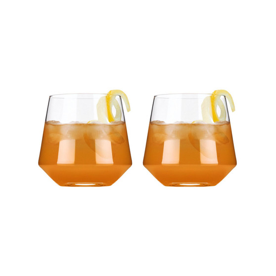 Raye Angled Crystal Tumblers, Set of 2, 12 Oz