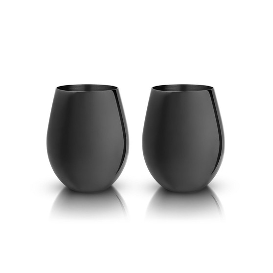 Black Matte Stemless Wine Glasses, Set of 2