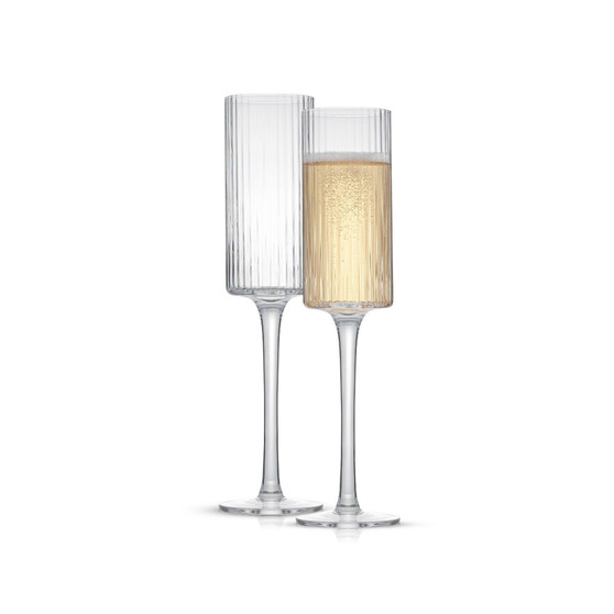 Elle Ribbed Stemmed Champagne Glass 2 Piece Set