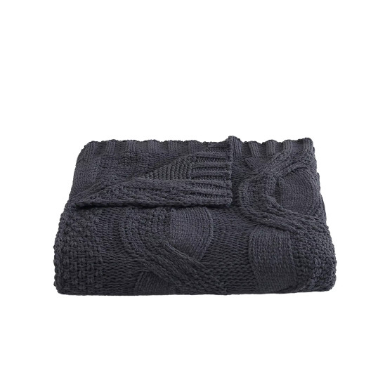 Large Cable Knit Chenille Throw Blanket, 70" x 50"