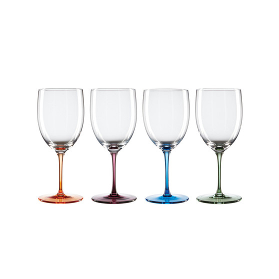 Bottoms Up Color Bottom Wine Glasses, Set of 4