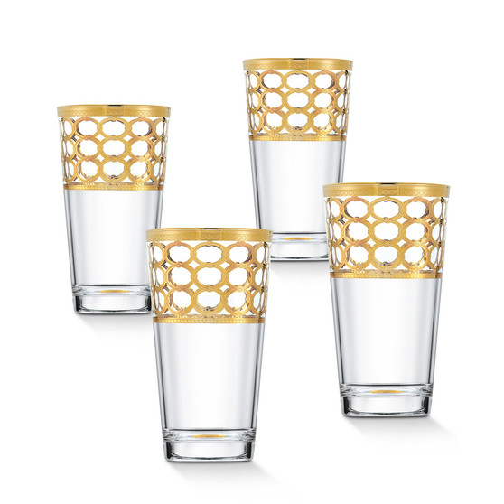 4 Piece Infinity Gold Ring High Ball Set