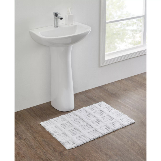 Windowpane Cotton Bath Rug, 20" x 30"