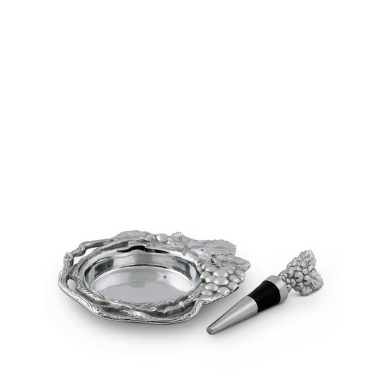 Designs Aluminum Diameter Grape Wine Coaster and Bottle Stopper Set