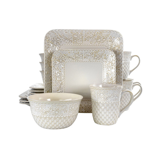 Lotus Square Dinnerware Set of 16 Pieces