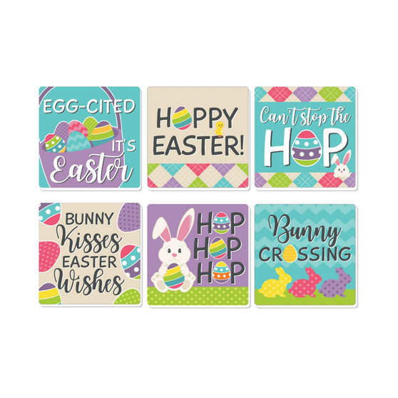 Hippity Hoppity - Funny Easter Bunny Party Decor - Drink Coasters - Set of 6