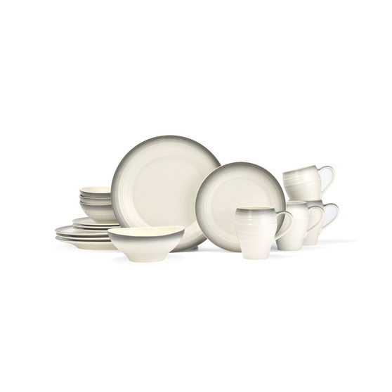 Swirl Graphite 16 Piece Dinnerware Set, Service for 4