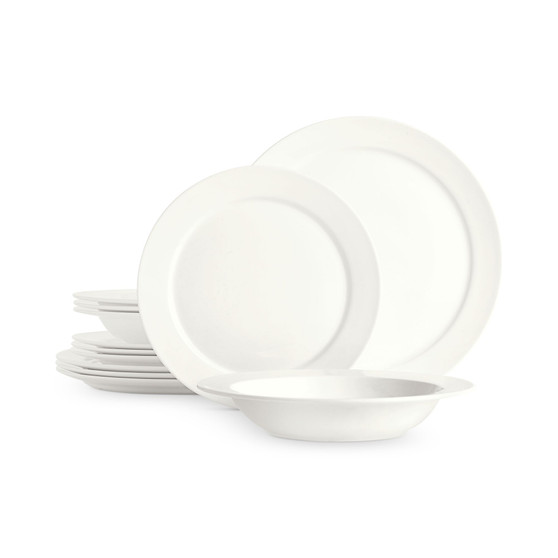 Round Rim Bone China 12 Pc. Dinnerware Set, Service for 4, Created for Macy's