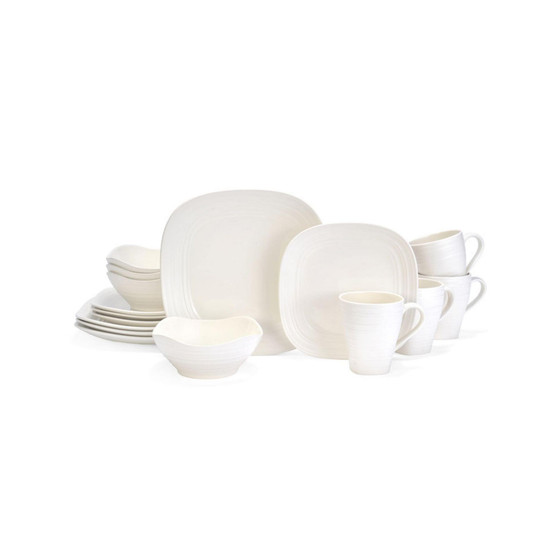 Swirl Square 16 Piece Dinnerware Set, Service for 4