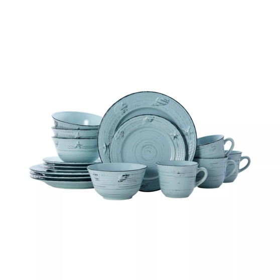 Trellis Coastal 16-PC Dinnerware set, Service for 4