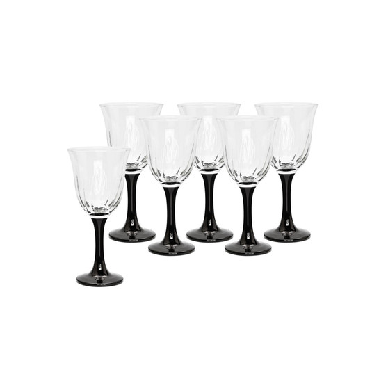 Black Footed Water Glasses, Set of 6