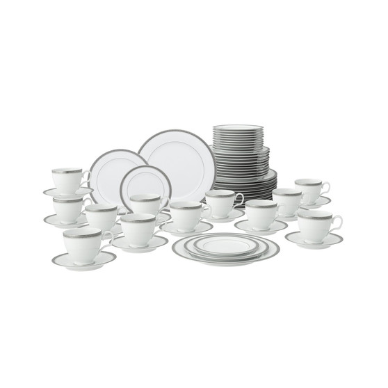 Charlotta Platinum 60 Piece Dinnerware Set, Service for 12, Service for 4