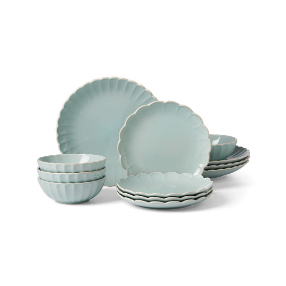French Perle Solid 12 Piece Dinnerware Set, Service for 4