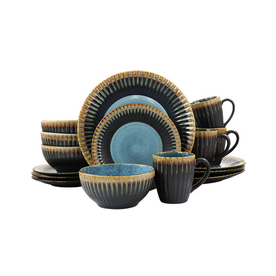 Reactive Glaze Isidora 16 Piece Round Stoneware Dinnerware Set, Service for 4